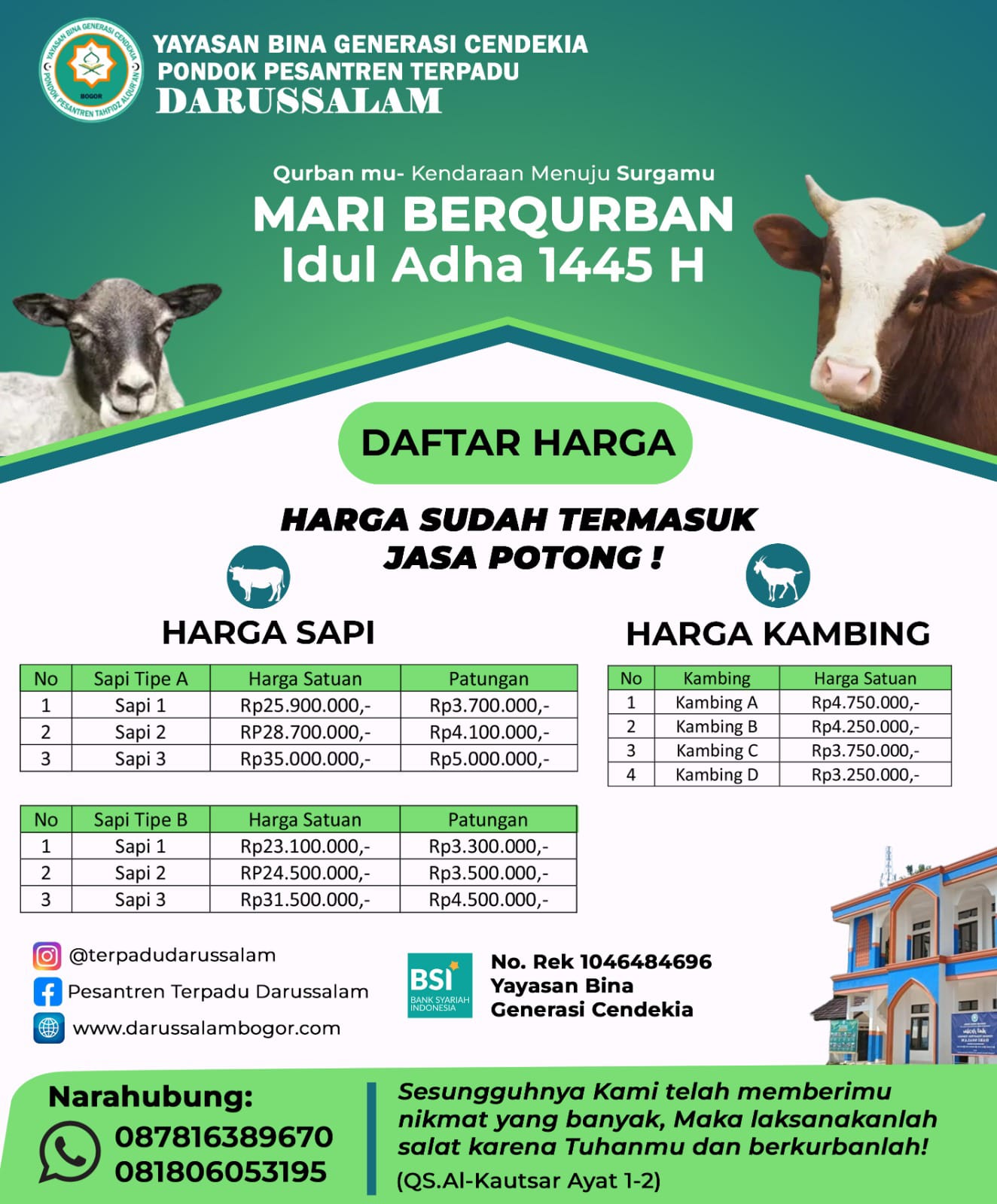 Qurban Bersama Ponpes Darussalam